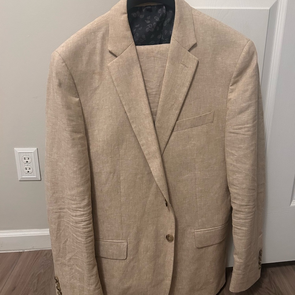Jos. A. Bank Tan Linen Suit Jacket and Pants